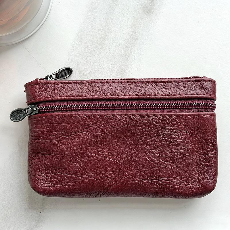 Genuine Leather Retro Coin Purse Card Holder Zipper Small Wallet Women Moneybags Mens Coins Pouch