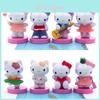 Charming Hello Kitty Mini Figures Collection Eight Pack Vibrant Handpainted Cartoon Characters