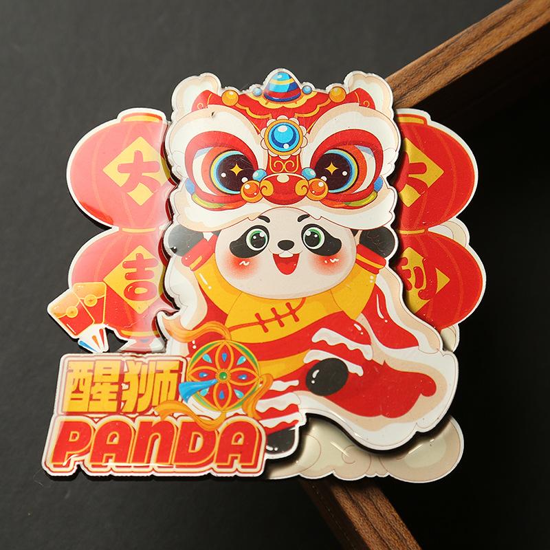 Cartoon Cute Panda Refrigerator Sticker Chinese Style 3d Cartoon Refrigerator Magnet Resin Fridge Magnet for Kitchen Decoration