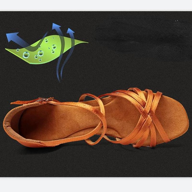  Women Latin Dance Shoe Suede Soles Ballroom Tango Indood Dancing Shoes Cuban Heels Party High Heel Ballet Shoes Wholesale