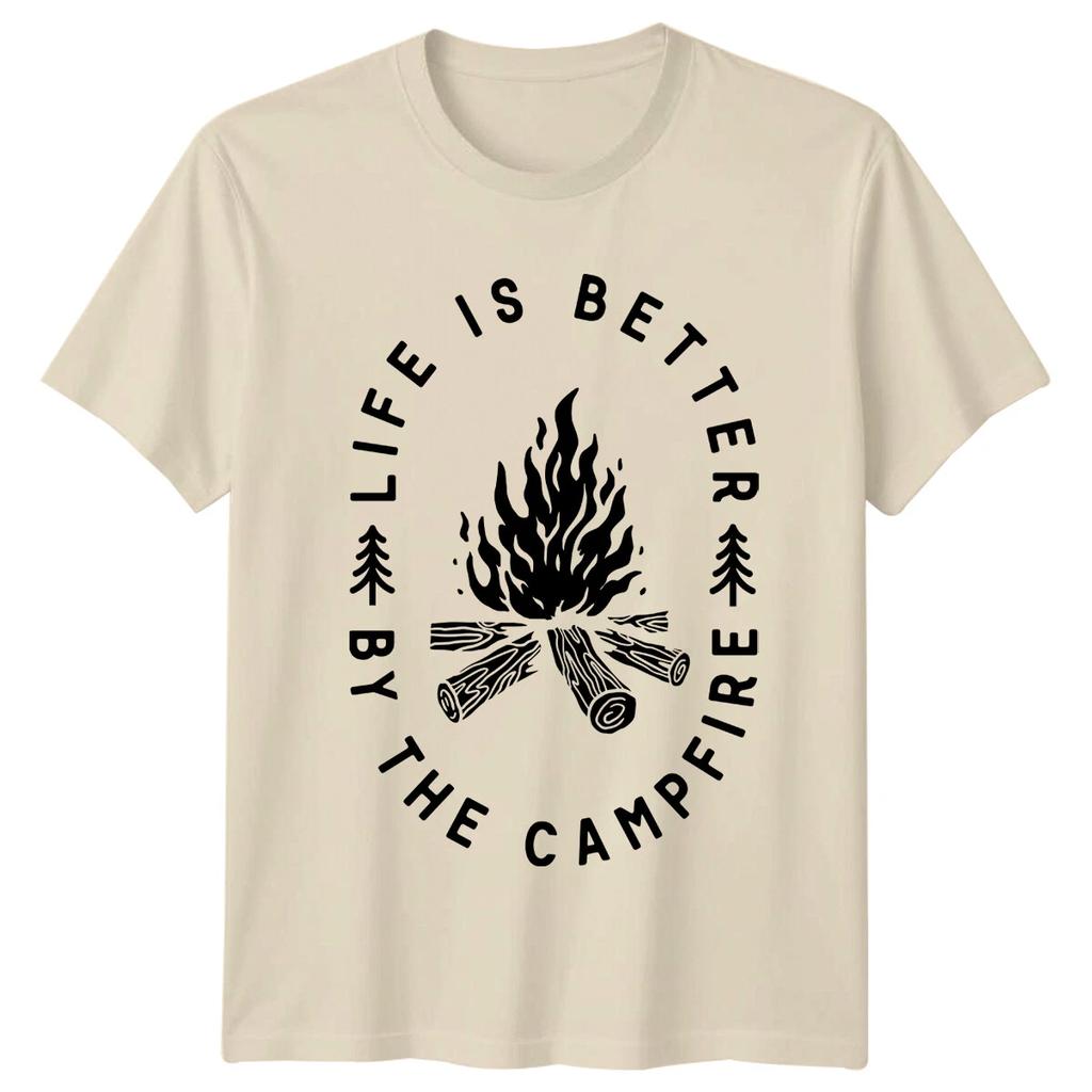 Life Is Better By The Campfire T-Shirt Camping Adventure Graphic -a