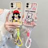 KEYSION Cartoon Cute Plush Embroidery Case for Redmi A2 A1 with Lanyard Silicone Shockproof Phone Cover for Xiaomi Redmi A1 A2