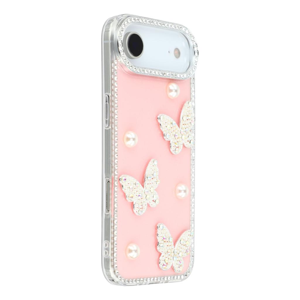 For iPhone Air Case Rhinestone Edge Pearl Butterfly Decor TPU+PC IMD Phone Cover