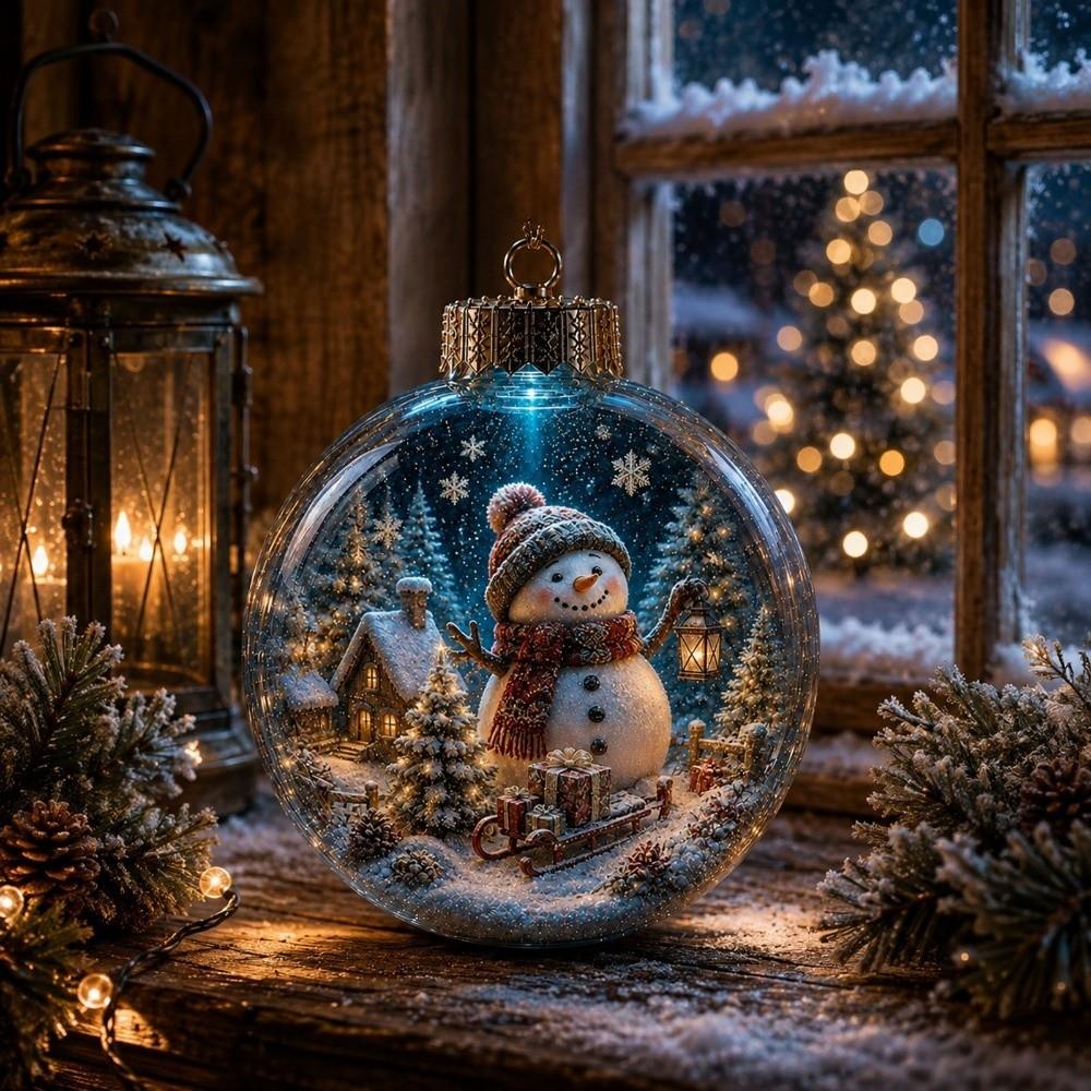 Acrylic Clear Christmas Bauble Hanging LED Lighted Christmas Spherical Pendant Christmas Tree