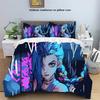 Anime Jinx Arcane: League of Legends Home Bed Three Piece Set Anime Printed Pillowcase Duvet Cover Full Size Customizable