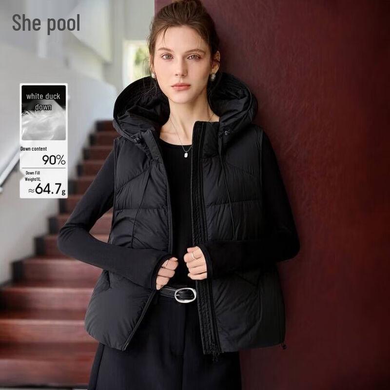 

Женский пуховый жилет с капюшоном, 90% пуха S