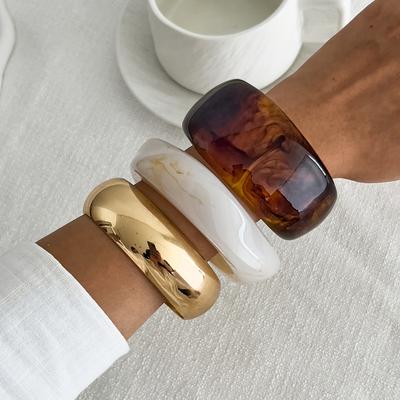 Fashion Irregular Smudged Acrylic Bracelet, High-End Scenery Plain Ring Resin Bracelet