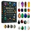 Mineral Collection Box Gemstone Advent Calendar, 24-Day Christmas Countdown Set with 2D Unique Holiday Home Decor Acrylic Ornaments, Tree Hanging