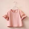 Toddler Girls Shirts Lovely Summer Baby Girl Clothes Flare Sleeve Solid Print Lace Tops Shirts Kids Tops Casual Blouse Fashion