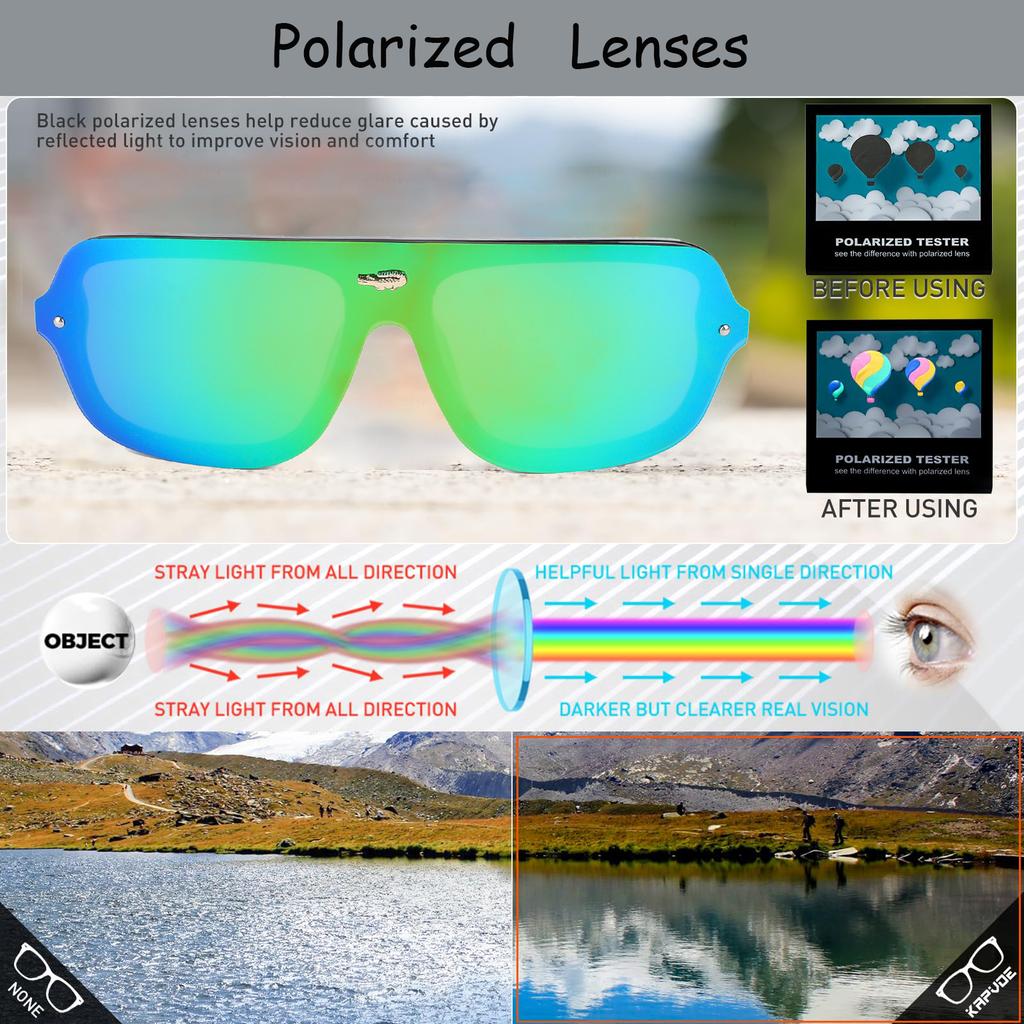 Polarization Men's Sunglasses Big Frame Sunglasses for Men Women Alloy Frame Stylish Glasses for Traveling Fishing Driving UV400 Protection