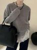 Women's Trendy 100% Pure Wool Loose Knit Sweater - Round Neck, Casual Base Layer