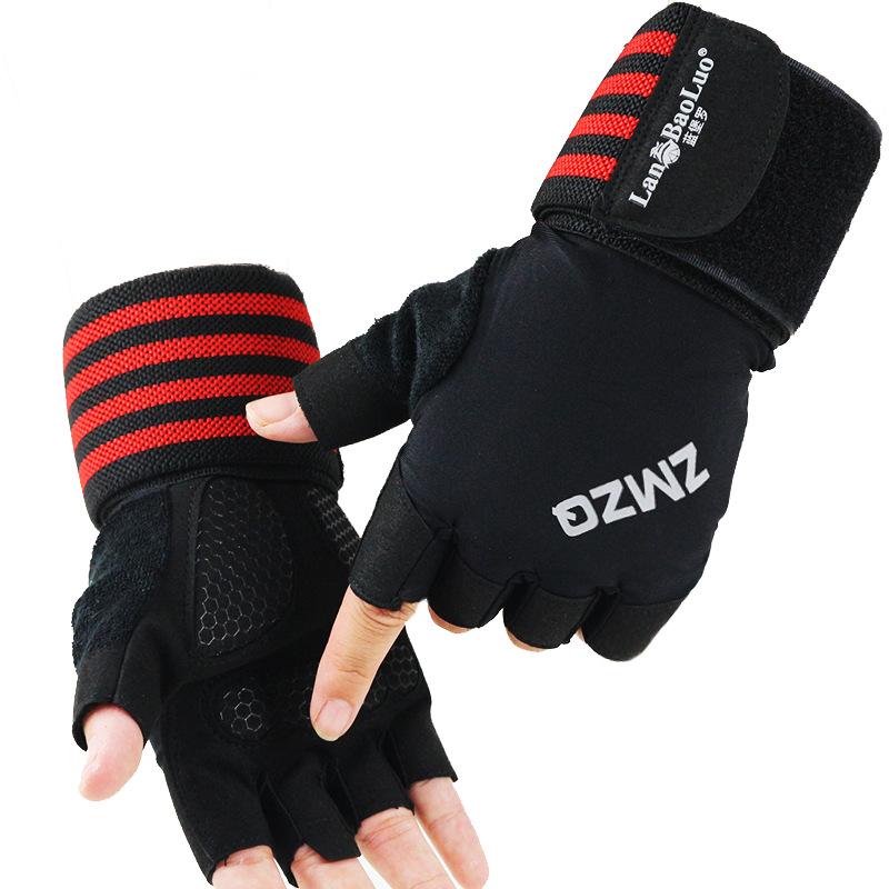 Fitness gloves, sports long wrist guards, anti-cocooning and non-slip half finger