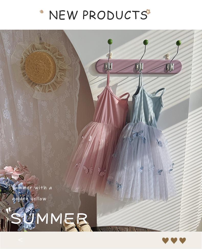 3D Butterfly Mesh Sling Dress - Sweet Princess Tutu for Girls