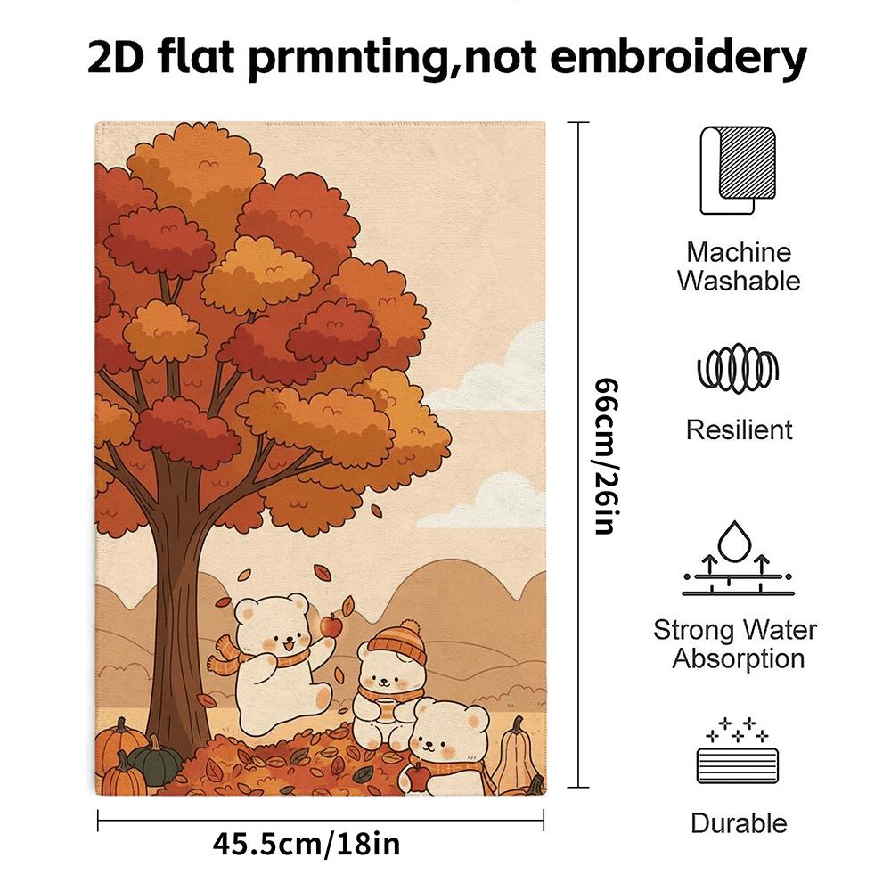Autumn Bear Family Towel Quick Dry Absorbent Bath And Hand Towel