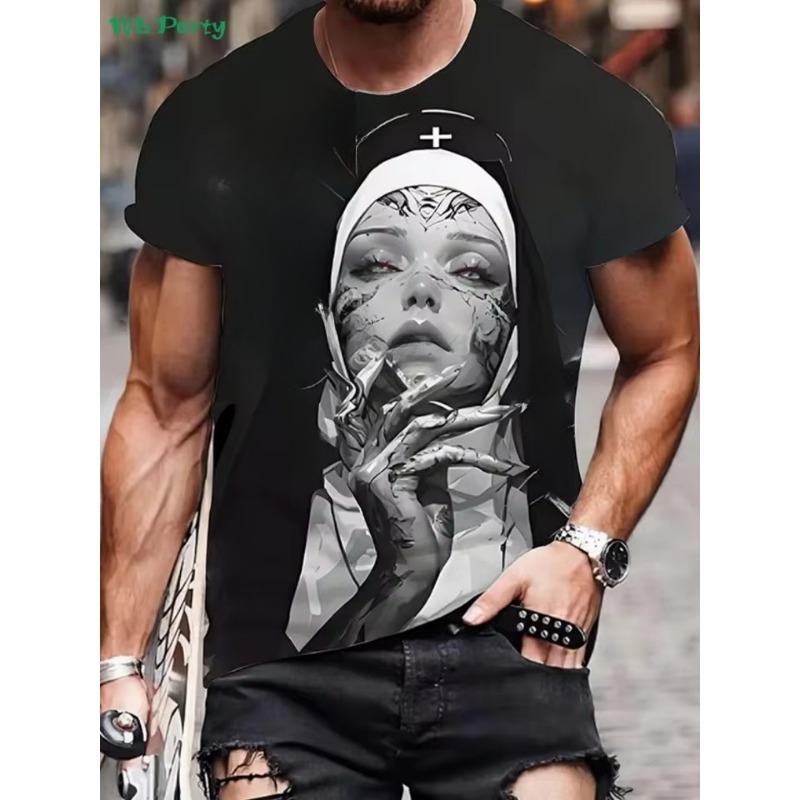 

3D-живопись Футболка с коротким рукавом Летняя уличная мужская одежда Модная футболка с круглым вырезом Мужские футболки Новая винтажная одежда больших размеров Мужская одежда Ультра одежда XS