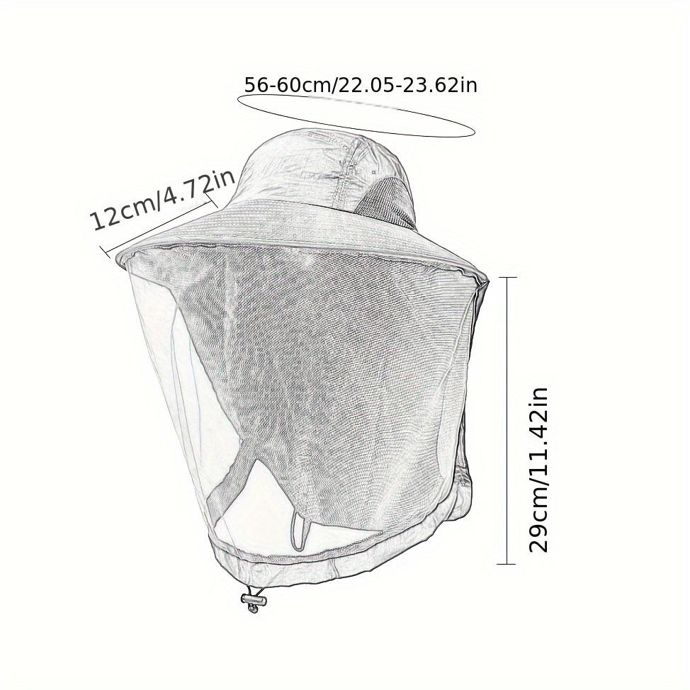 1pc Unisex Outdoor Mesh Hat & Integrated Face Mask - Breathable Fishing Hat with Adjustable Chin Strap