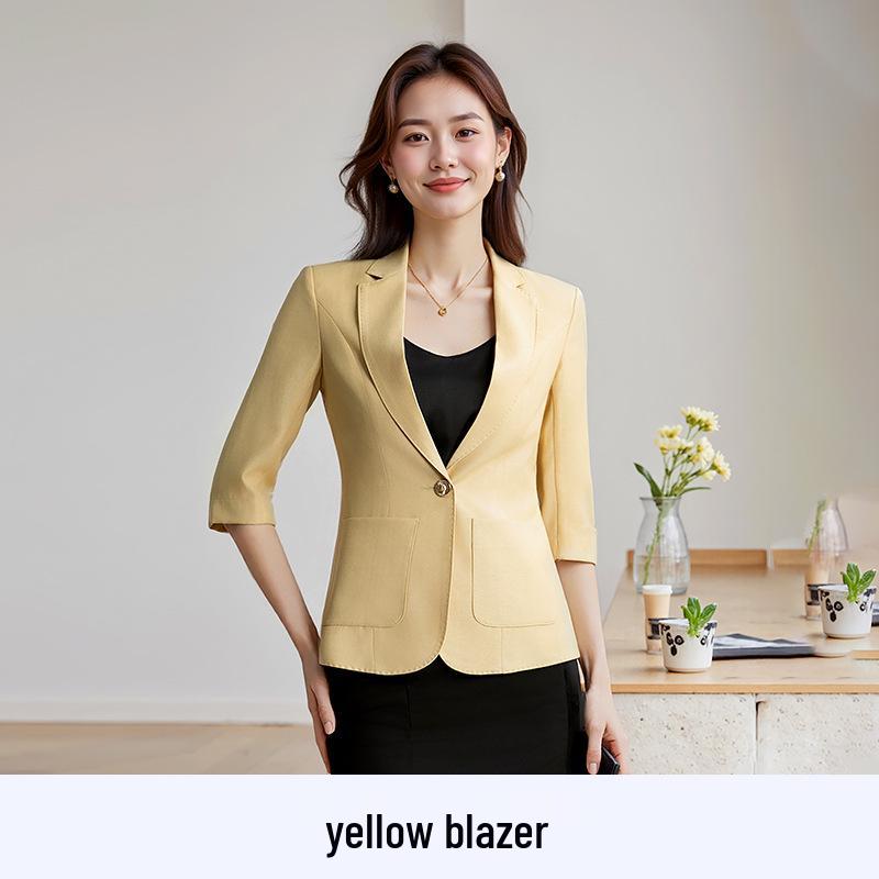 

Женский черный блейзер с рукавом три четверти: Весна 2025 Маленький профессиональный стиль Куртка для поездок XXL