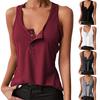 Dames Vest Drukknopen Geribbeld Zomer Los Zittend Stretchy T-shirt voor Fitness