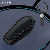 Abs Carbon Fiber Car Key Case Cover Shell For Byd Qin Plusdmi Atto 3 Han Ev Dolphin Durable 4 Buttons Protected Keychain Fob Bag
