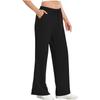 Women's Loose Fit High Waist Casual Pants Elastic Waistband Lightweight Breathable Fabric Wide Leg Trousers with Side Slits for Outdoor Activities