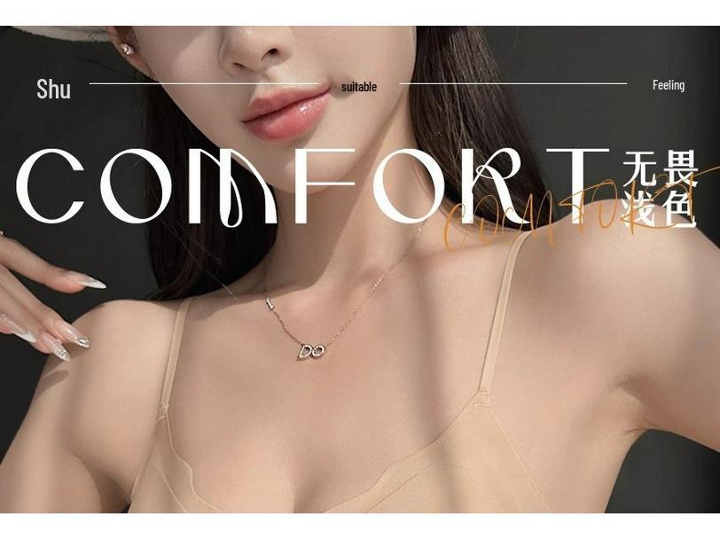 Unsichtbarer Nahtloser Raffinierter BH: Dünne Träger, Hautfarbe, Sommerleicht, Minimierender Effekt für große Oberweiten