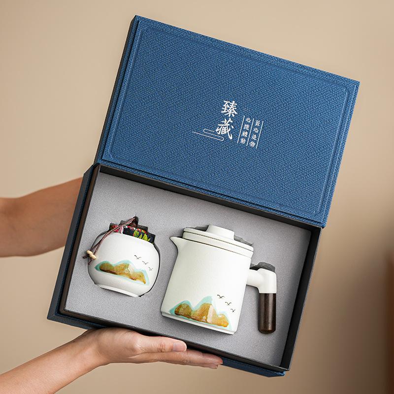 Fengqing Mountain Flying Bird Travel Suit Coarse Pottery Kuaike Cup Portable Light Luxury Gift Business Event Souvenir