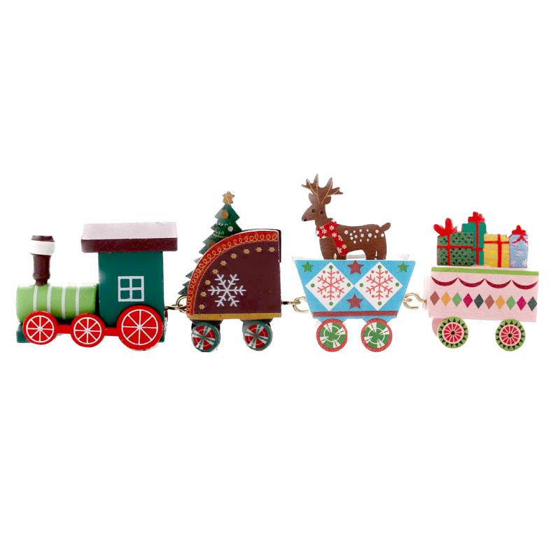 3 Styles of Christmas Decorations, Christmas Painted Wooden Train Ornaments, Children's Toys and Gifts