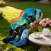 1 Piece Graffiti Style Street Motorcycle Printed Flannel Blanket Multiple Sizes Soft Comfortable Gift Blanket, Machine Washable