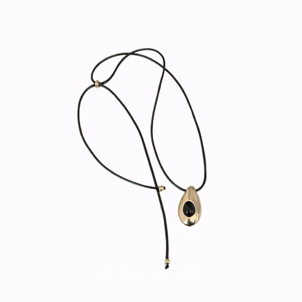 Long Length Charm Necklace Leather Rope Sweater Chain Fashion Pendant Necklace
