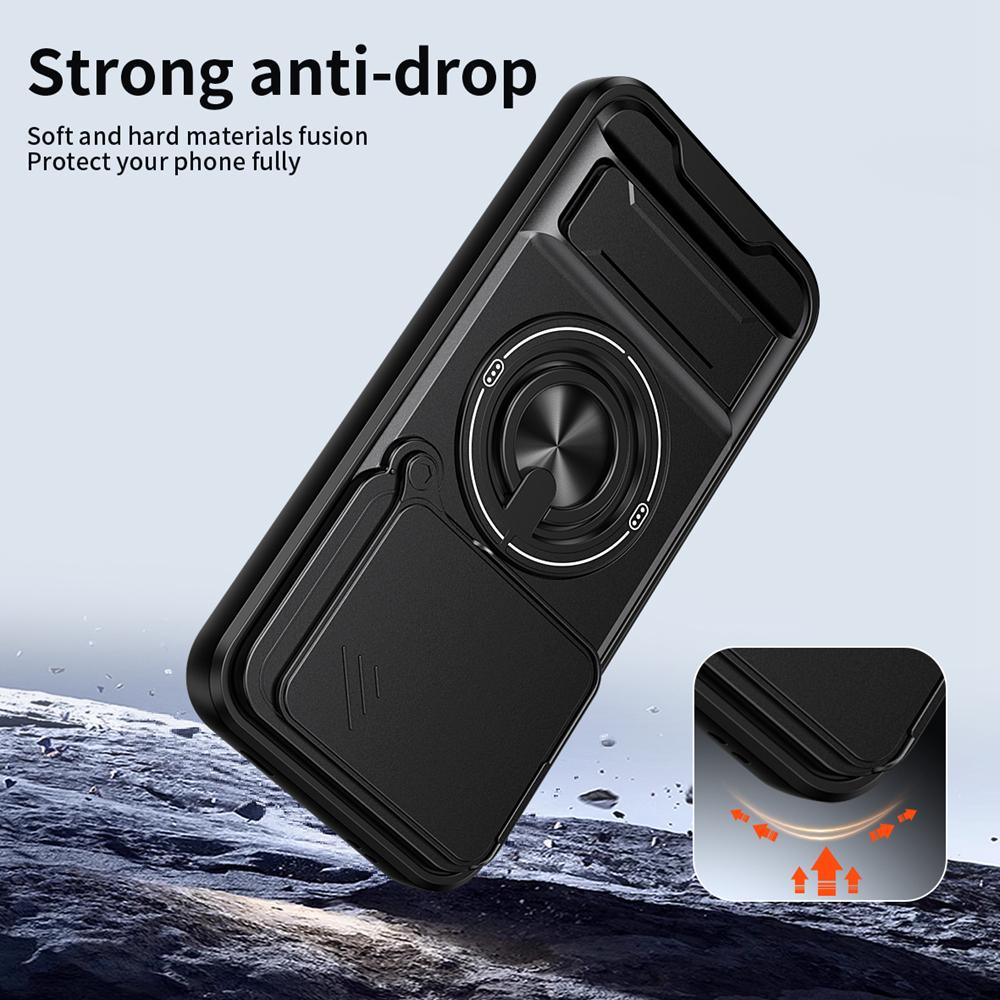 KEYSION Magnetic Phone Case for Realme GT 8 Pro Slide Camera Lens Protection Upright Kickstand 360° Ring Shockproof Back Cover