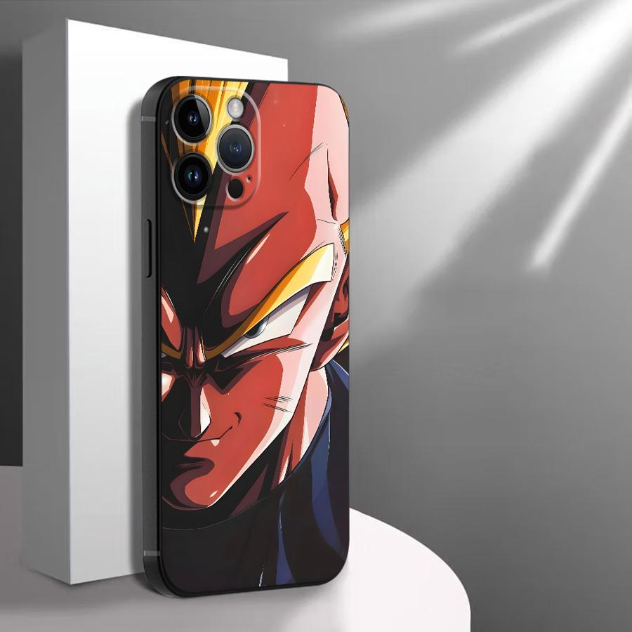 Black Soft Phone Cover Case for iPhone XS Max XR 13 12 11 17 Pro Max 15 16 14 Plus 7 8 17Air Dragon Ball Vegeta Art