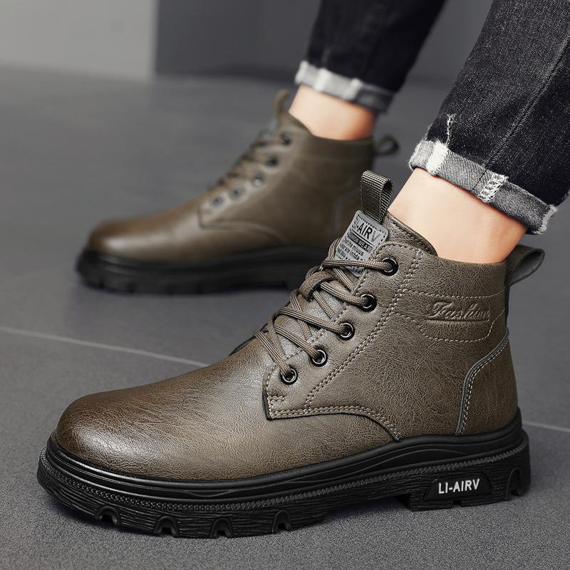 22 осень новые ботинки Мартин высокие британские кожаные ботинки полностью черные высокие кожаные ботинки 39