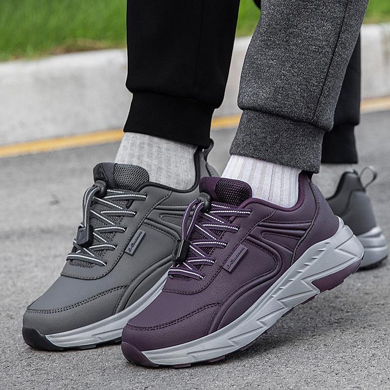 Spring and Autumn new leather waterproof elderly shoes women's lightweight mother shoes non-slip middle-aged and elderly walking shoes dad casual shoe