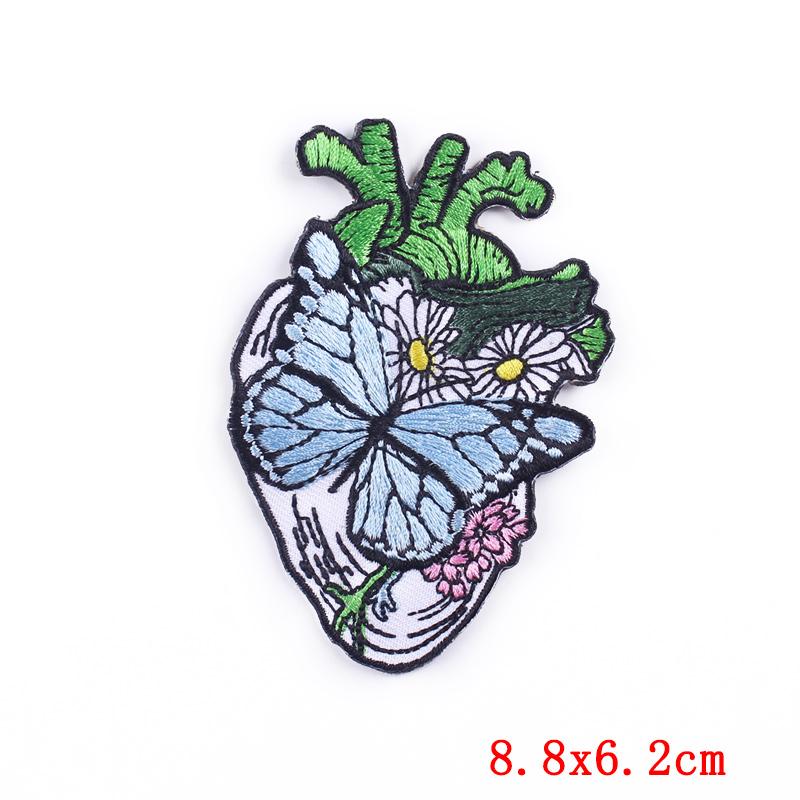 Punk Heart Embroidery Patch Iron On Patches For Clothing Thermoadhesive Patches On Clothes Waves Applique/Patches On Clothes