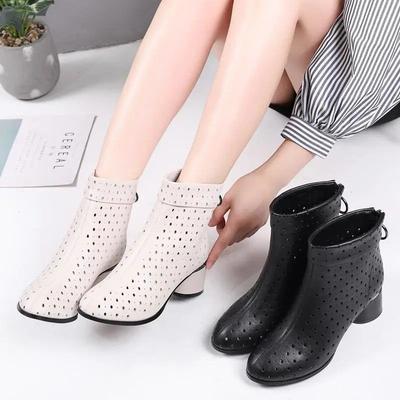 Zapatos de Mujer de Moda Cremallera Trasera Botas de Mujer Botines Botas de Mujer Tacón Medio Tacón Grueso Botas