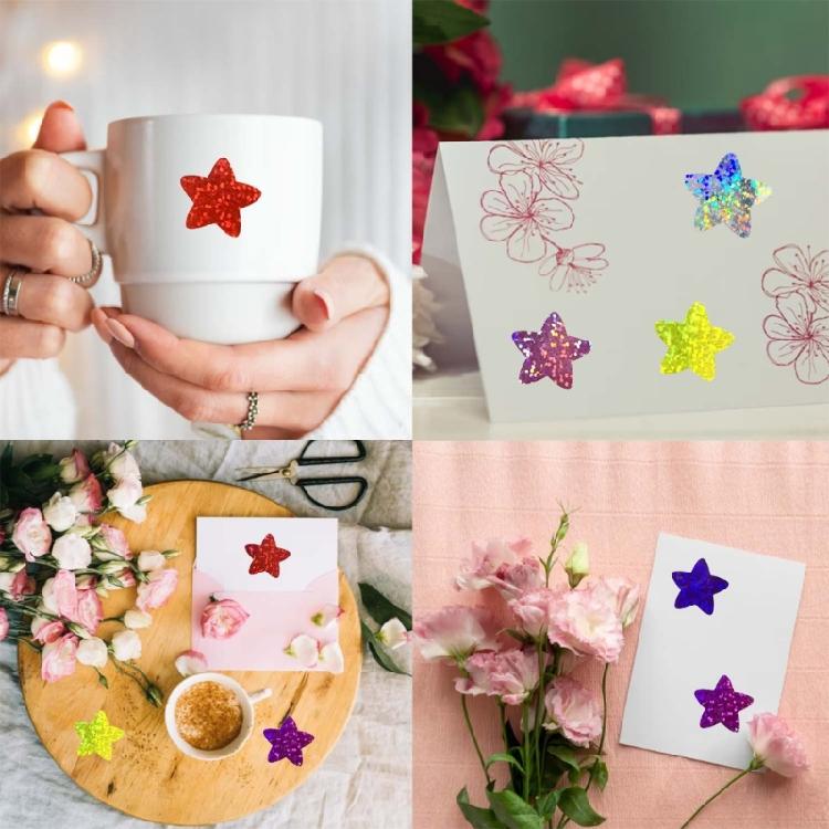 500Pcs Colored Heart Sticker Sparkling Star Sticker 25mm Wrapping Label Sticker for Scrapbooking Children Reward Sticker
