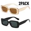 2Pack Fashion Black Square Sunglasses Men Rectangle Small Sun Glasses Male Retro Black Lens Driving Fishing  Uv400