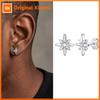 Vnox Stainless Steel Eight-pointed Star Stud Earrings, White Zircon North Star Earring for Men, Punk Minimalist Ear Jewelry Gift