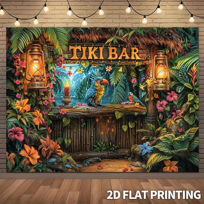 Toile de fond de Photobooth Fête d'Été 2D Bar Tiki Jungle Tropicale