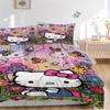 3pcs Flowers and Butterflies Hello Kitty Pattern Bedding Three-Piece Set (1 Cover + 2 Pillowcases, No Fillings),  Soft and Comfortable S021