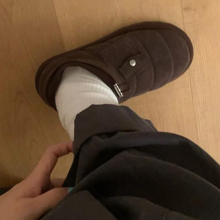 2025 Pocket Caterpillar Versatile Snow Boots Sheep One Pedal Thick-soled Tie Elastic Band Plush Thickened Cotton Shoes