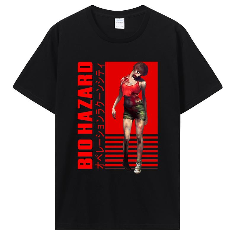 Biohazard TShirt Men Basic TShirt Funny Design Residented Evil Zombie Game Streetwear Print Cotton Top Tees