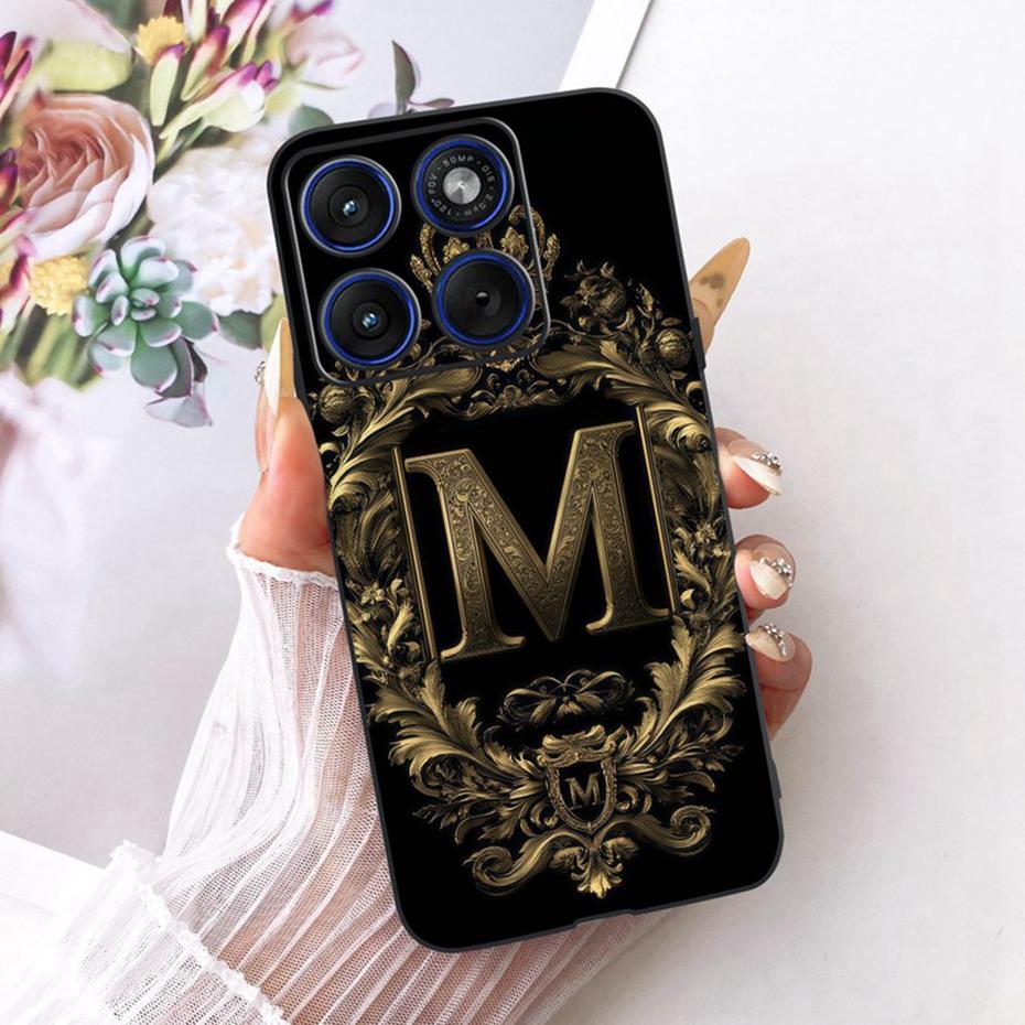 Fashion Crown Letter Case For Motorola Edge 70 / Moto X70 Air 5G Soft Black Silicone Back Cover For Motorola Edge70 Phone Cases