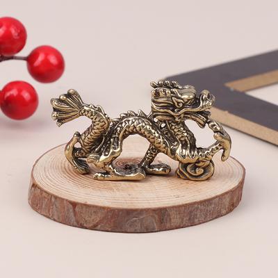 Statue de dragon du zodiaque 1 pièce, figurine de richesse, décoration en laiton, prospérité, style chinois, dragon, chance, animal, Fengshui, ornement vintage