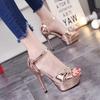 Fashion 15CM Nightclub Sexy Patent Leather Women Sandals Platform High Heels Summer Style Open Toe Buckle Strap Party Wedding Shoes