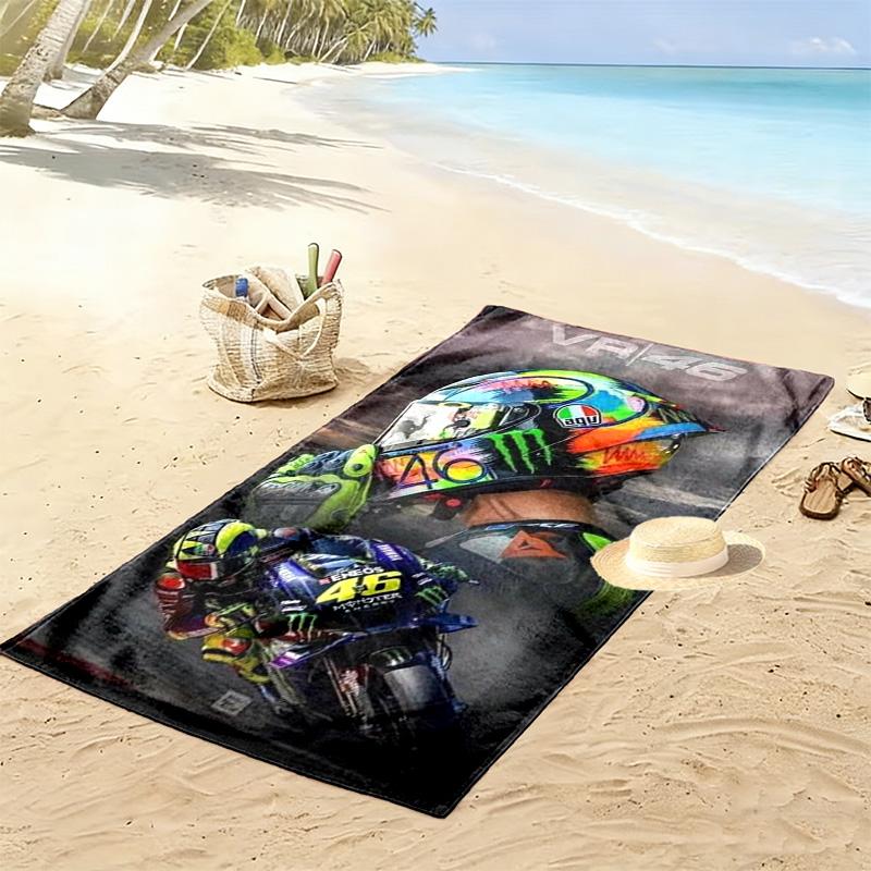 Ręcznik plażowy z nadrukiem Valentino Rossi, Duży miękki szybkoschnący ręcznik na plażę, kemping, basen