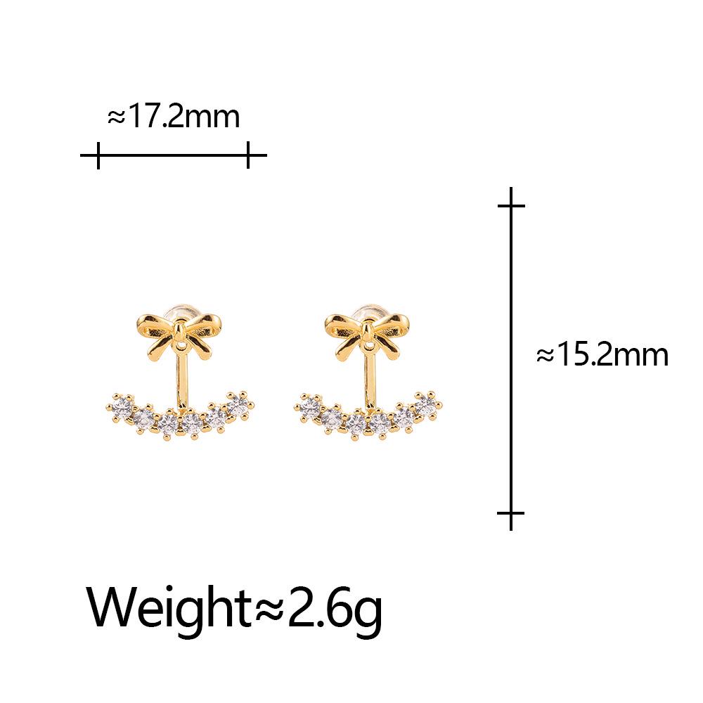 Niche Fashion Zircon Bow Earrings: Elegant Light Luxury for Women