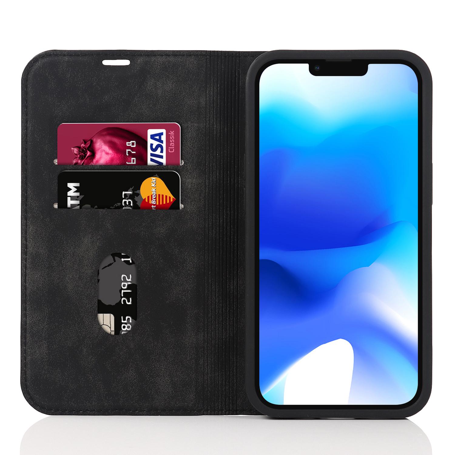 

For iPhone 14 Case Magnetic PU Leather Card Holder Phone Protector Red