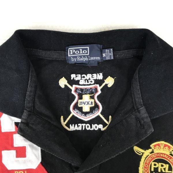 Ralph Lauren / Short Sleeve Polo Shirt [Men’s M / Black × Red × White] Embroidered Front Logo(USED)