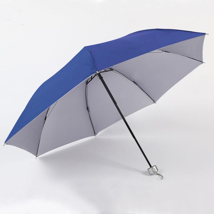 Silver Triple-Fold 7-Rib UV-Protection Sunshade Umbrella with Custom Printing